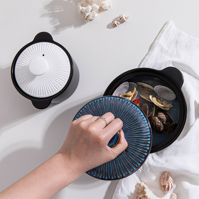 리한 클램팟 무균열 뚝배기 내열냄비 화이트, 20cm, 1개