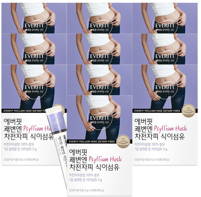 에버핏 쾌변엔 100% 차전자피 식이섬유, 180g, 10박스