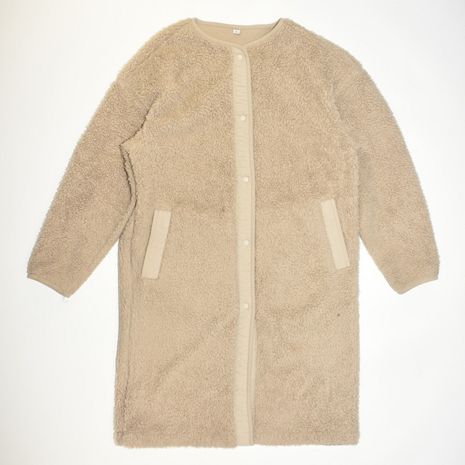 유니클로 베이지 폴리 캐주얼 기모 후리스 롱점퍼 L 여성