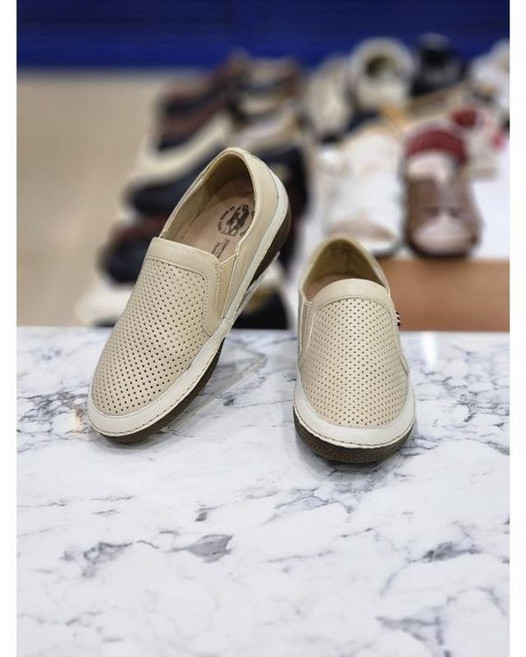 허시파피 세이브존05 여성 4Cm고무창굽 천연염소가죽 펀칭 슬립온화 DJSA FQ455