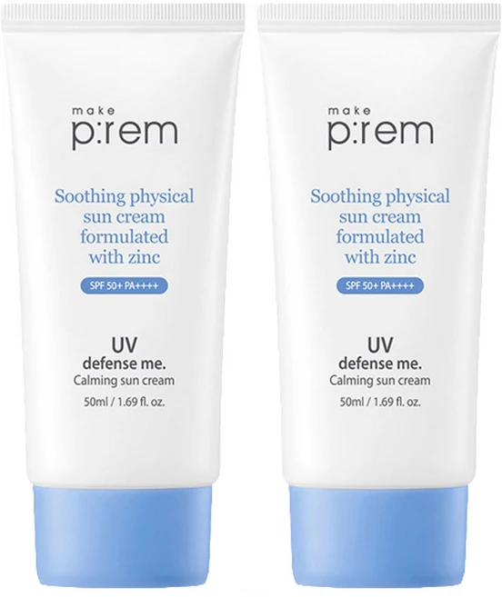 메이크프렘 유브이 디펜스 미 카밍 선크림 SPF50+ PA++++, 50ml, 2개 - 쿠팡