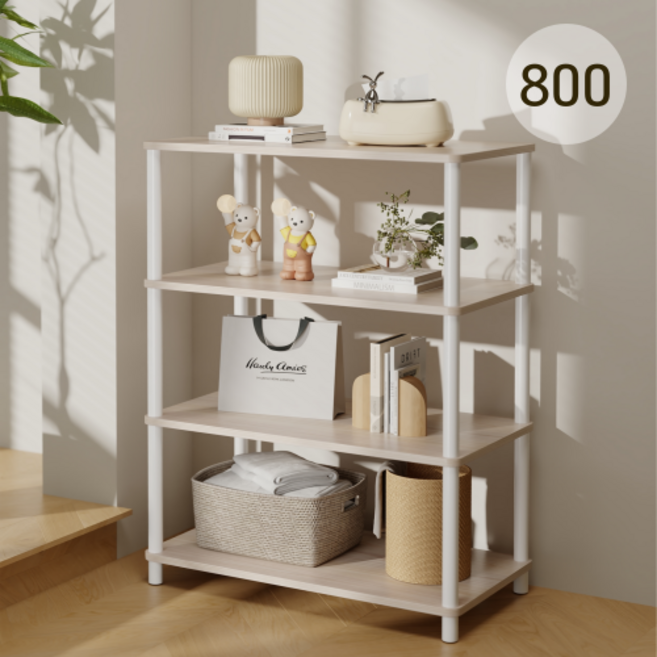 워너픽 다용도 선반 진열장, 4단, 화이트우드