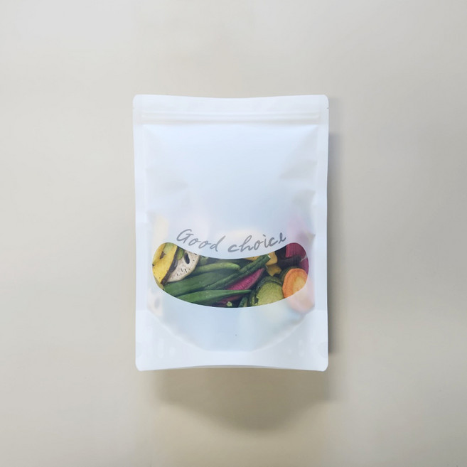 초이스지퍼스탠드(투명창) 화이트 4가지 사이즈 / 팻트 건어물 쌀 잡곡 견과 식품포장 비닐포장, 1개, 중(M), 100개