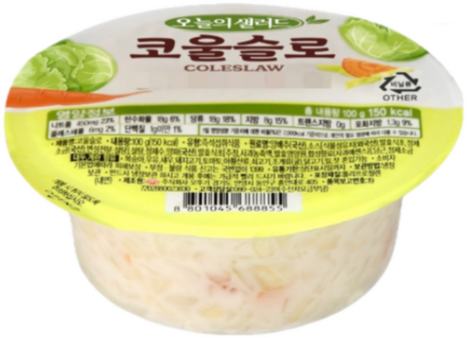 오뚜기 오늘의샐러드 코울슬로 일회용 콘샐러드, 18개, 100g