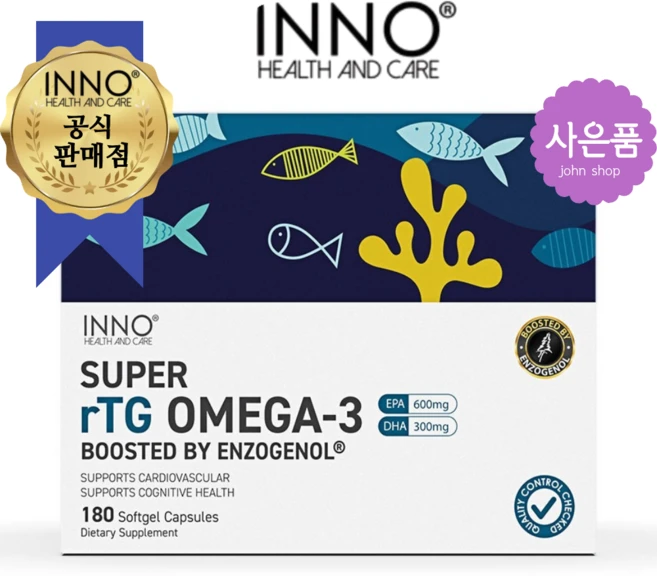 이노헬스 뉴질랜드 슈퍼 rTG 알티지 오메가3 180캡슐, 180정, 1개 - 쿠팡