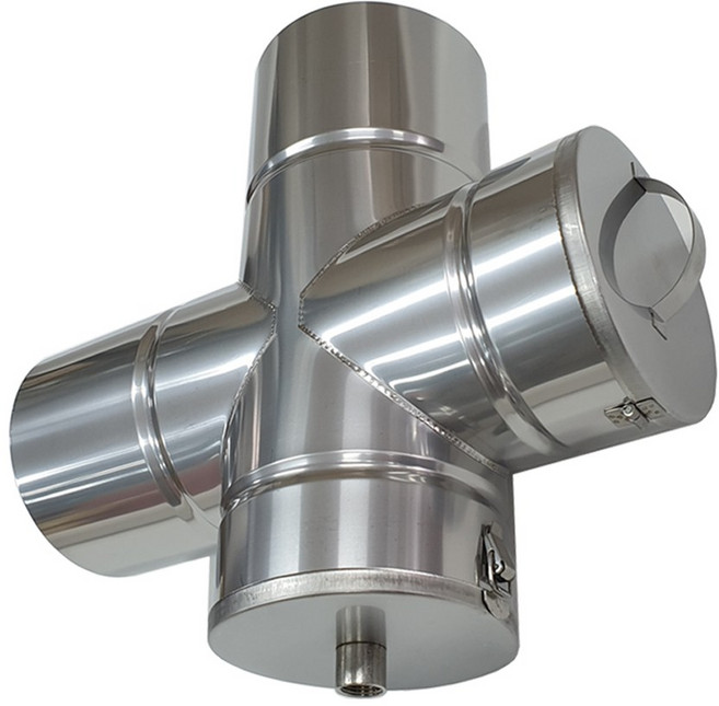 스토브에이드 125mm 십자형드레인 / 스텐연통 두께0.5mm 화목난로 펠렛 보일러 연도