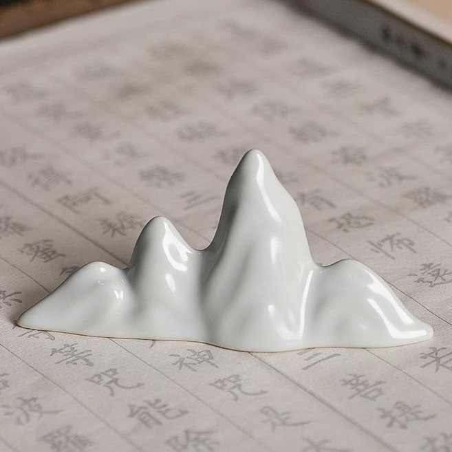 good 中國風青瓷學生用毛筆筆託筆架筆擱書法用品文房四寶桌面擺件, 汝窯奇峯筆山, 1個