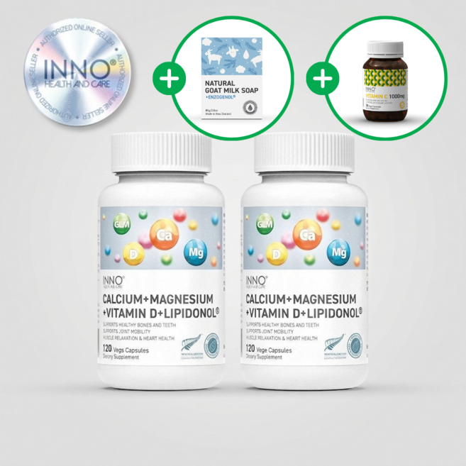 이노헬스 뉴질랜드 잇몸 관절 초록입홍합 칼슘 영양제 마그네슘 비타민D, 2개, 120정