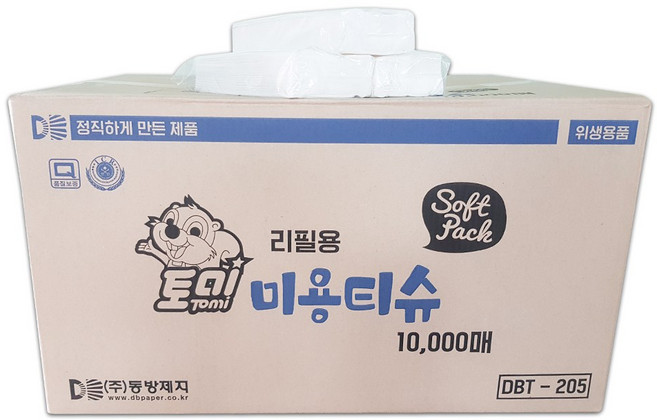 동방제지 토미 리필용 미용티슈 10000매 각티슈 대명크린, 1개