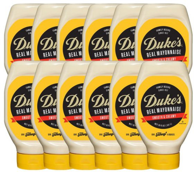 DUKE'S 마요 소스 듀크스 리얼 마요네즈 스퀴즈 무설탕 18온스 12개 묶음, 단일