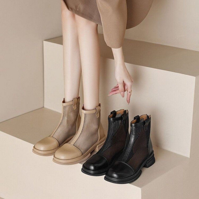 티류으스 여성용 여름 망사부츠 마부츠 앵글 메쉬 시스루 슈즈 5cm ZH