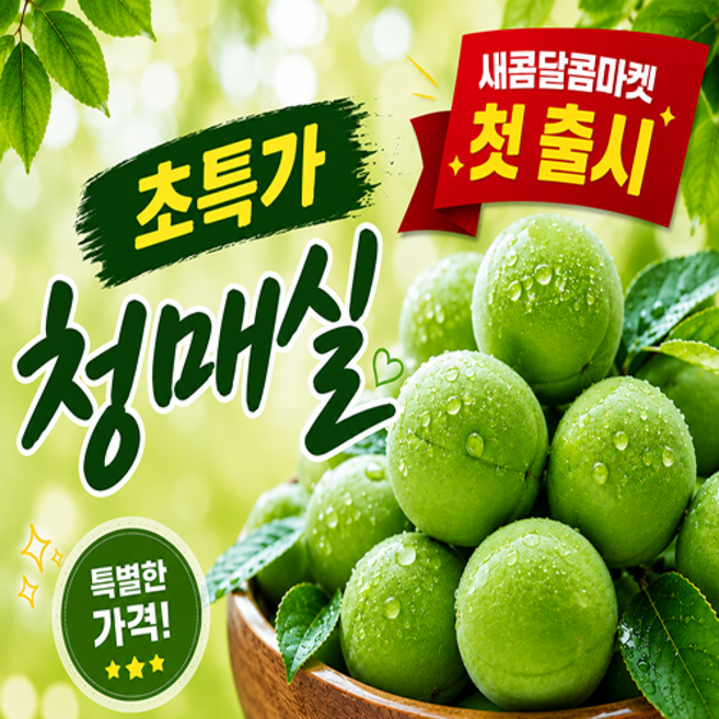 [당일한정수량특가] 새벽수확 산지직송 신선아삭 청매실, 1박스, 대5kg