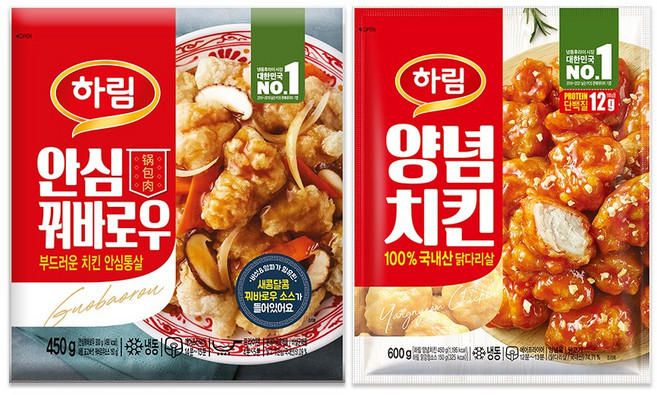 하림 안심꿔바로우 450g 1봉+양념치킨 600g 1봉, 1세트