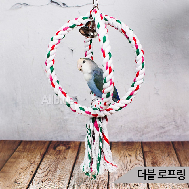 더블 로프링 횃대 방울종 앵무새 장난감 그네 00208