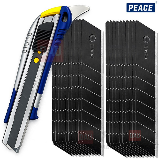 피스 공업용 커터날 대형 20P + 커터칼1P / 칼날 0.5T 18mm 블랙코팅 NO.400, 1세트