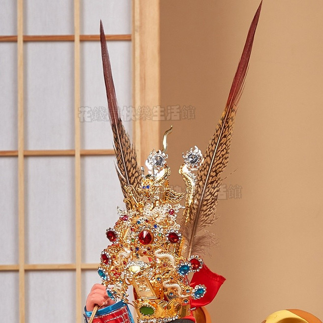 台灣木雕哪吒三太子神像 中壇元帥家用供奉神像 披風斗篷擺件, 大號束冠