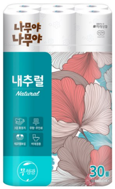 잘풀리는집 3겹 내추럴 화장지 27m, 30롤, 7팩
