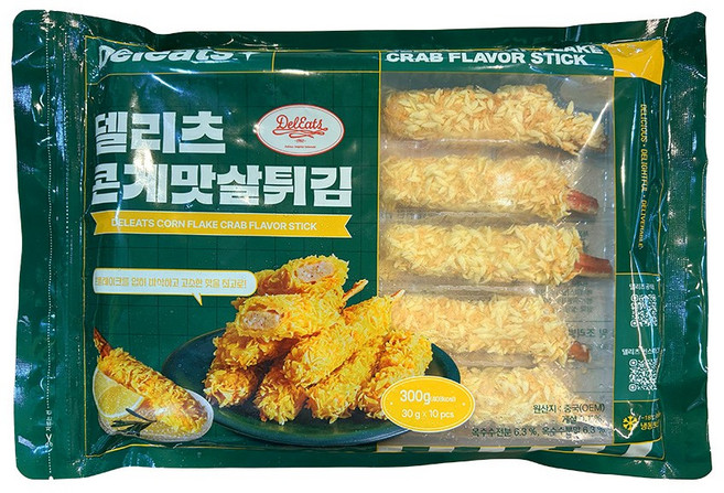 델리츠 프리미엄 콘게맛살튀김 10개 300g (트레이 포장) 게살튀김 대게다리, 30g