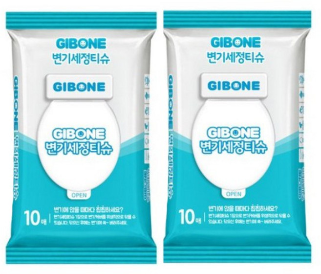 기본에 변기 세정티슈 휴대형 10매, 2개