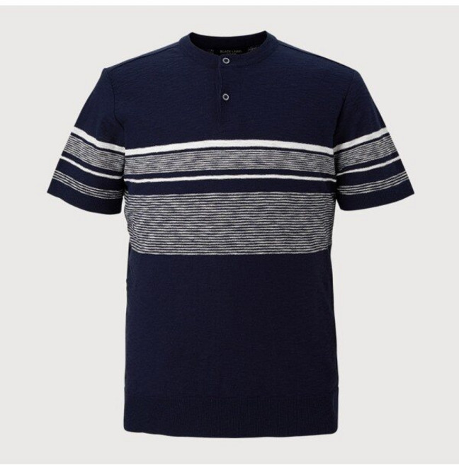 [INDIAN] 면혼방 스트라이프 패턴 헨리넥 니트 _MIUBRXM3161