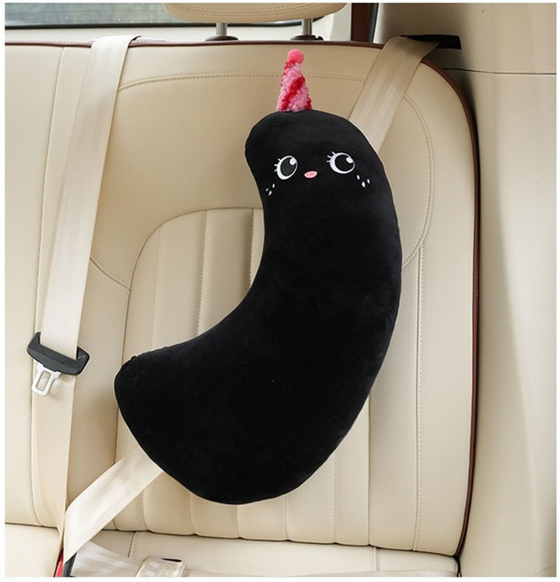베키노우 어린이 주니어 차량용 안전벨트 쿠션 인형, 1개, 블랙 유니콘 꼬깔