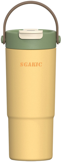 SGAKIC 진공 스텐 빨대 텀블러 보온보냉 차망 밀폐 워터보틀, 1개, 650ml, 옐로우