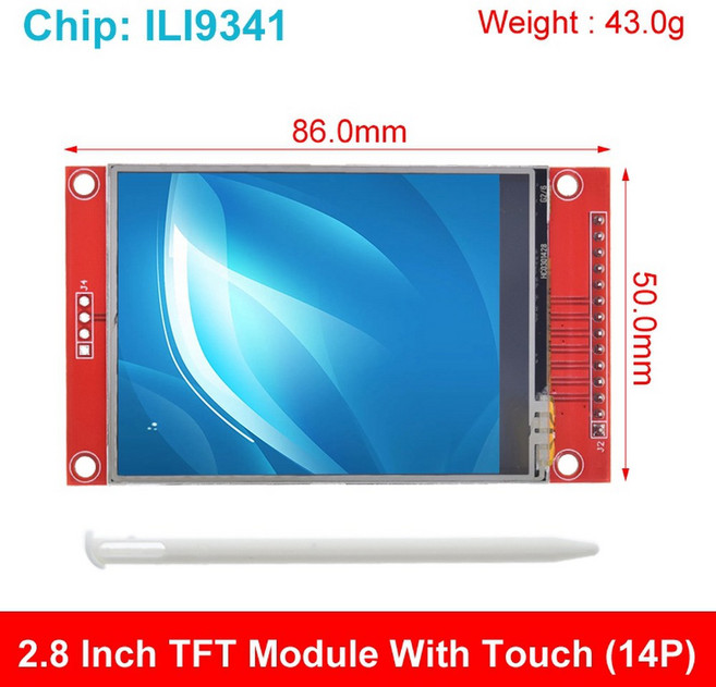 240X320 SPI TFT ST7789V LCD PBC 포트 ILI9341 모듈 터치 디스플레이 패널 8인치 직렬, 2 8 ILI9341, 1개