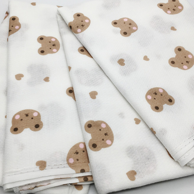 천기저귀 국산 순면 무형광 무지 나염 싸개 타올 대용, 21.곰돌스, 3개