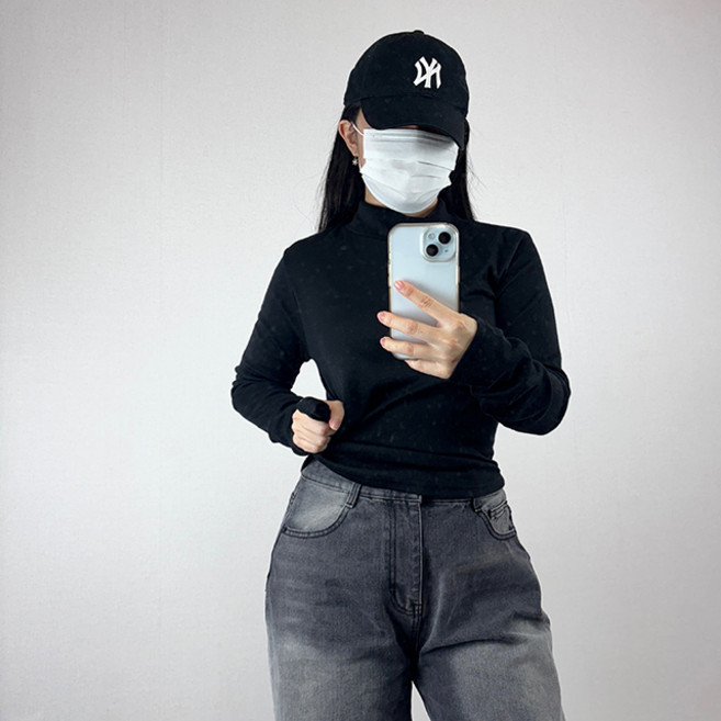 [~99 3XL 속기모/쫀쫀] 목폴라티 빅사이즈 겨울 가을 봄 코디 레이어드 페미닌 글램 섹시 데이트룩 굴림 유니크 U라인 목폴라티셔츠[509]