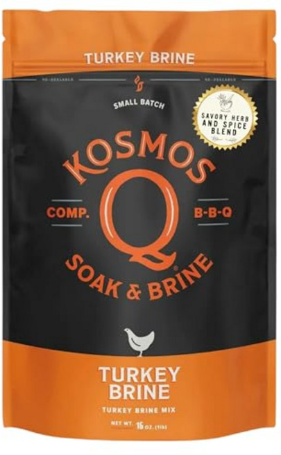 코스모스 큐 터키 브라인 소크 흑설탕 및 우스터셔 향신료 Kosmos Q Turkey Brine Soak Brown Sugar & Worcestershire Spice Mix, 터키 소금물, 1개