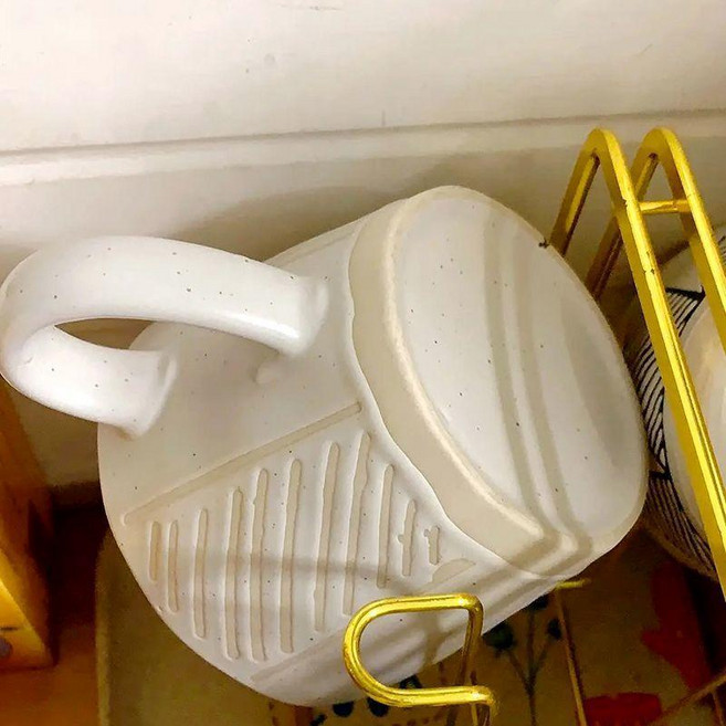 無品牌 復古手衝咖啡杯 美式手捏陶瓷馬克杯 家用幾何圖案水杯, 1個, 咖白斜紋--咖啡杯