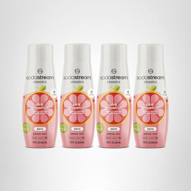 소다스트림 플레이버 오리지널 버라이어티 팩 440ml 4팩 59.5 Fl Oz, 14.9 Fl Oz (Pack of 4), Pink Grapefruit Zero