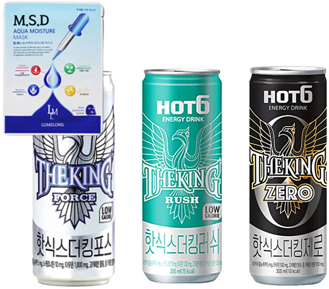 핫식스 더킹 포스 + 러쉬 + 제로 355ml 3종 각 8입 총 24입 + MSD마스크, 1세트