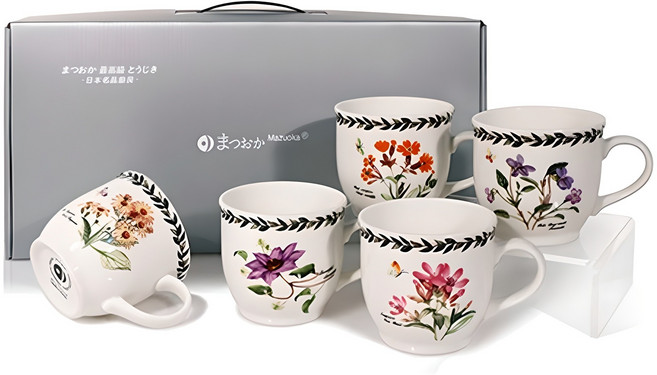 마쯔오카 야생화 머그 5종 선물세트 280ml, 혼합색상, 1세트
