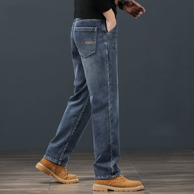 남성용 데일리 일자핏 와이드 청바지 캐주얼 봄가을 긴 통바지 루즈핏