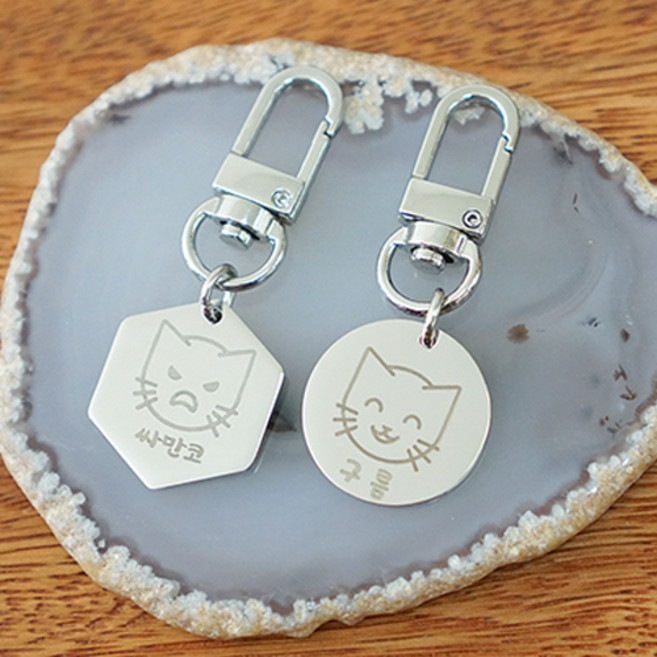 일러스트 써지컬 고양이 이름표 인식표 써지컬 목걸이, D형고리 이름표, 원형, 5번, 1개