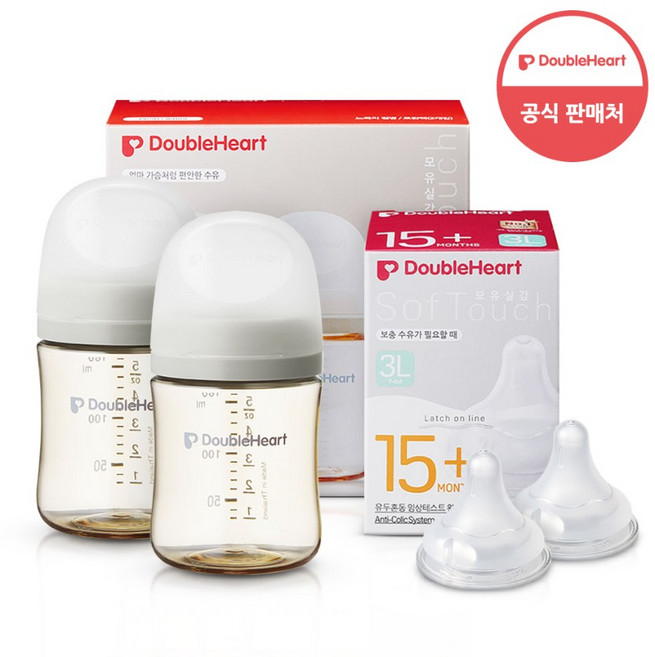 더블하트 모유실감 3세대 PPSU 모먼트 트윈팩 240ml+젖꼭지(2입), 오후의베이지, 3세대 젖꼭지3L, 1개