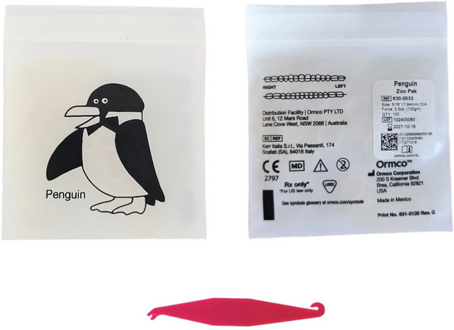 e75 치아교정고무줄 교정기 고무줄 1봉지 의료기기 허가 제품, 1개, 펭귄(7.94mm)