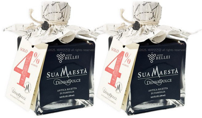 벨레이 수아마에스타 덴소 돌체 모데나 발사믹식초 250ml 블랙 네모 2병 산도4%, 250L, 2개