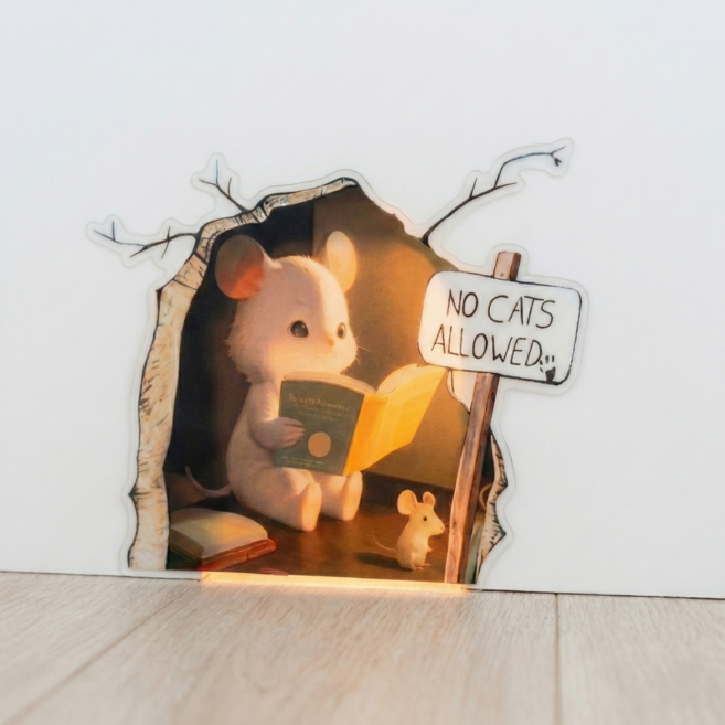 야광 쥐구멍 스티커 홈데코, 빛을따라쥐