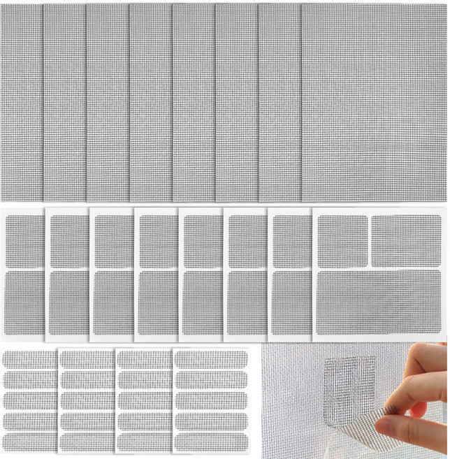 방충망 수리 테이프 56개/세트 방충망 밴드 방충망 보수 수선 테이프 방충망 구멍스티커 13x18/5x5/5x6.8/6x12/1.5x6cm, 1개