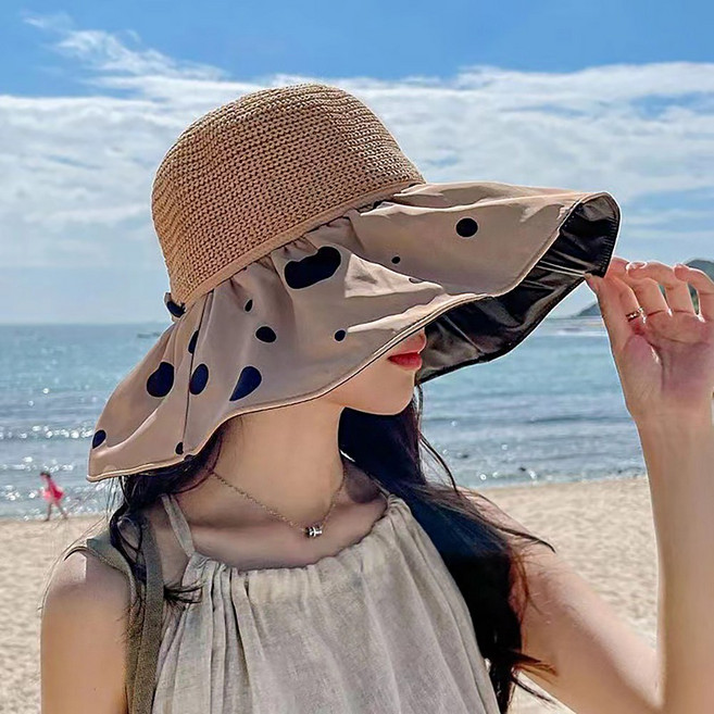 자외선차단 도트 여성 돌돌이 여름 모자