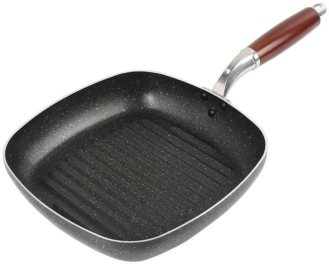 국산 사각 그릴팬 스테이크 삼겹살팬 생선 후라이팬 고기굽는 후라이판 26cm 업소용 가정용, 1개