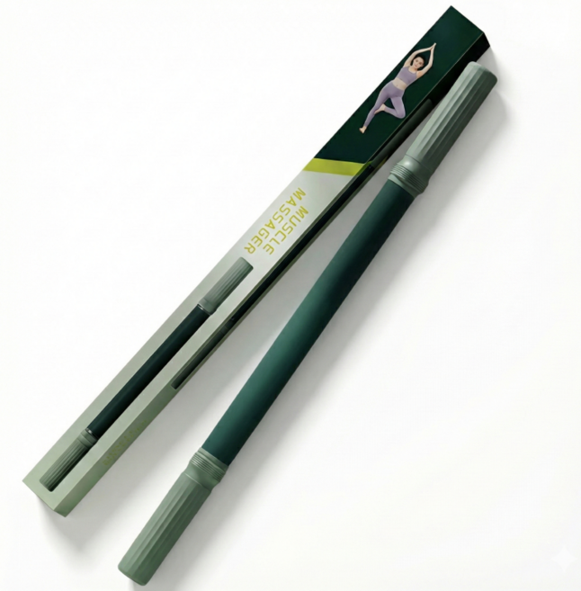 모루나루 어깨 종아리 허벅지 근막이완 안마 롤러 마사지 스틱, 그린, 1개