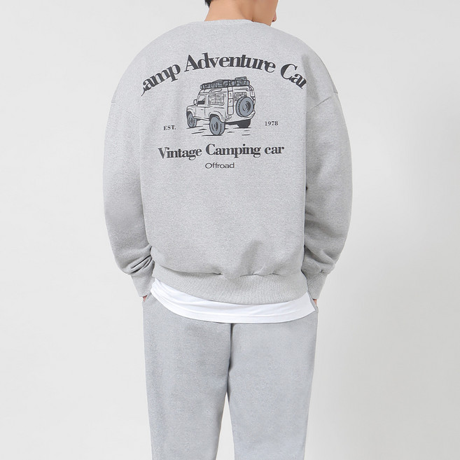 쭈리면 트레이닝 세트 오버핏 맨투맨 티셔츠 밴딩 팬츠 캠핑지프 남녀공용 빅사이즈