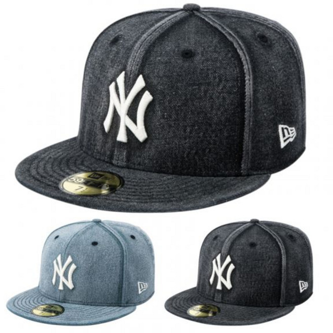 뉴에라 모자 데님 스노우 워싱 피티드 59FIFTY 데일리 로고 캡