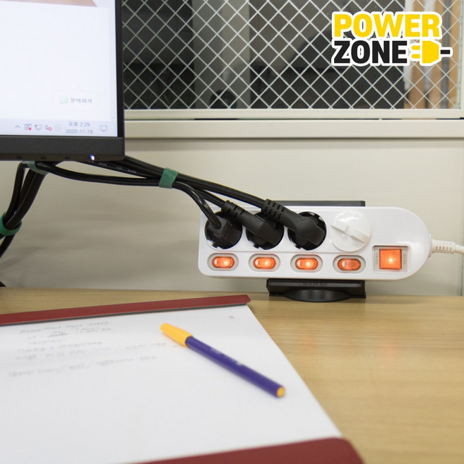 [파워존] 멀티탭 거치대 케이블 선정리 55사이즈, 1개