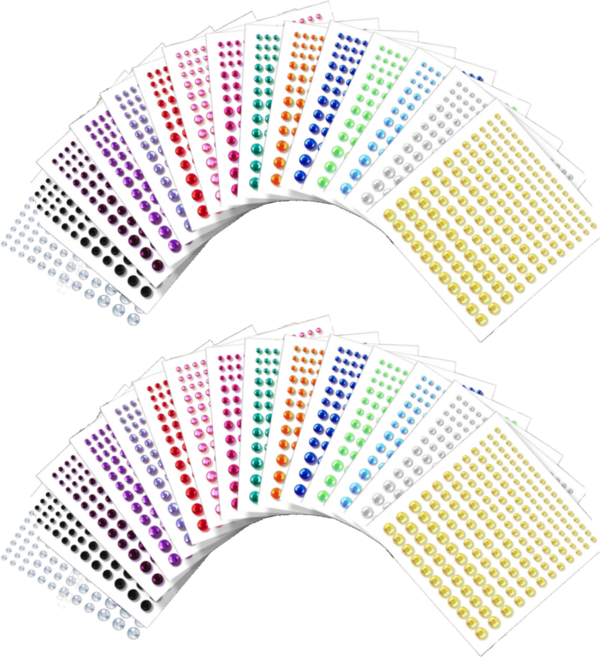 2475PCS 15색상 원형 보석 스티커, 2개, 혼합(S27028) 15장