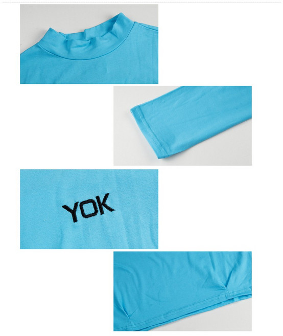 YOK 高領短版上衣 顯瘦修身 韓系穿搭