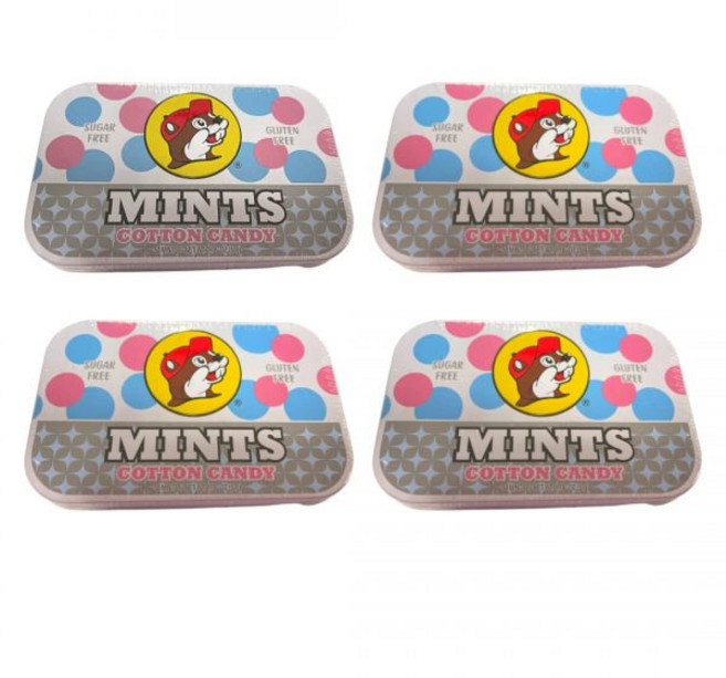Bucees 솜사탕 코튼 캔디 부키스 무설탕 맛 입냄새 제거 민트 글루텐 프리 50개 민트가 들어있는 네 개의 틴 총 200개